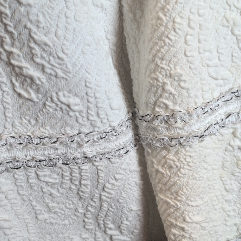 Laura Ashley Zip Front Jacket Ruffle Lace Trim Long Sleeve White Size Medium EUC - Picture 5 of 7